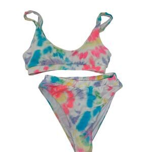 H20H Colours Tie Die Swim Suit High Waist Bottom - Small